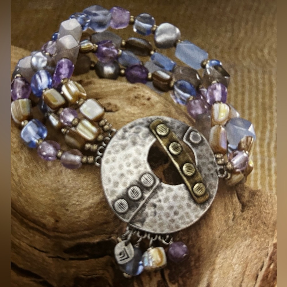 Silpada Stretch Sterling Silver, Amethyst, Quartzite Bracelet